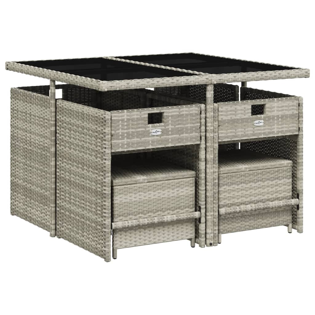 9-delige Tuinset met kussens poly rattan lichtgrijs is nu te koop bij PeponiXL, paradijselijk wonen!