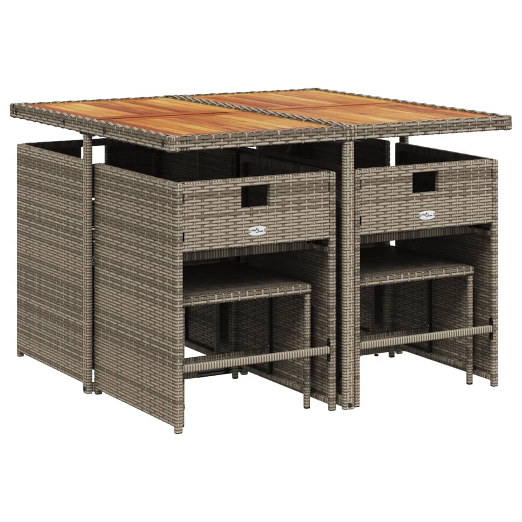 9-delige Tuinset met kussens poly rattan grijs is nu te koop bij PeponiXL, paradijselijk wonen!