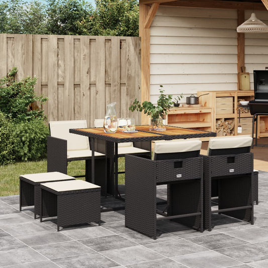 9-delige Tuinset poly rattan zwart is nu te koop bij PeponiXL, paradijselijk wonen!
