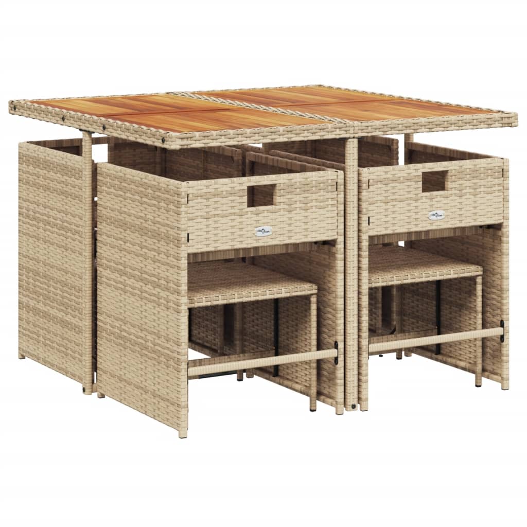 9-delige Tuinset met kussens poly rattan beige is nu te koop bij PeponiXL, paradijselijk wonen!