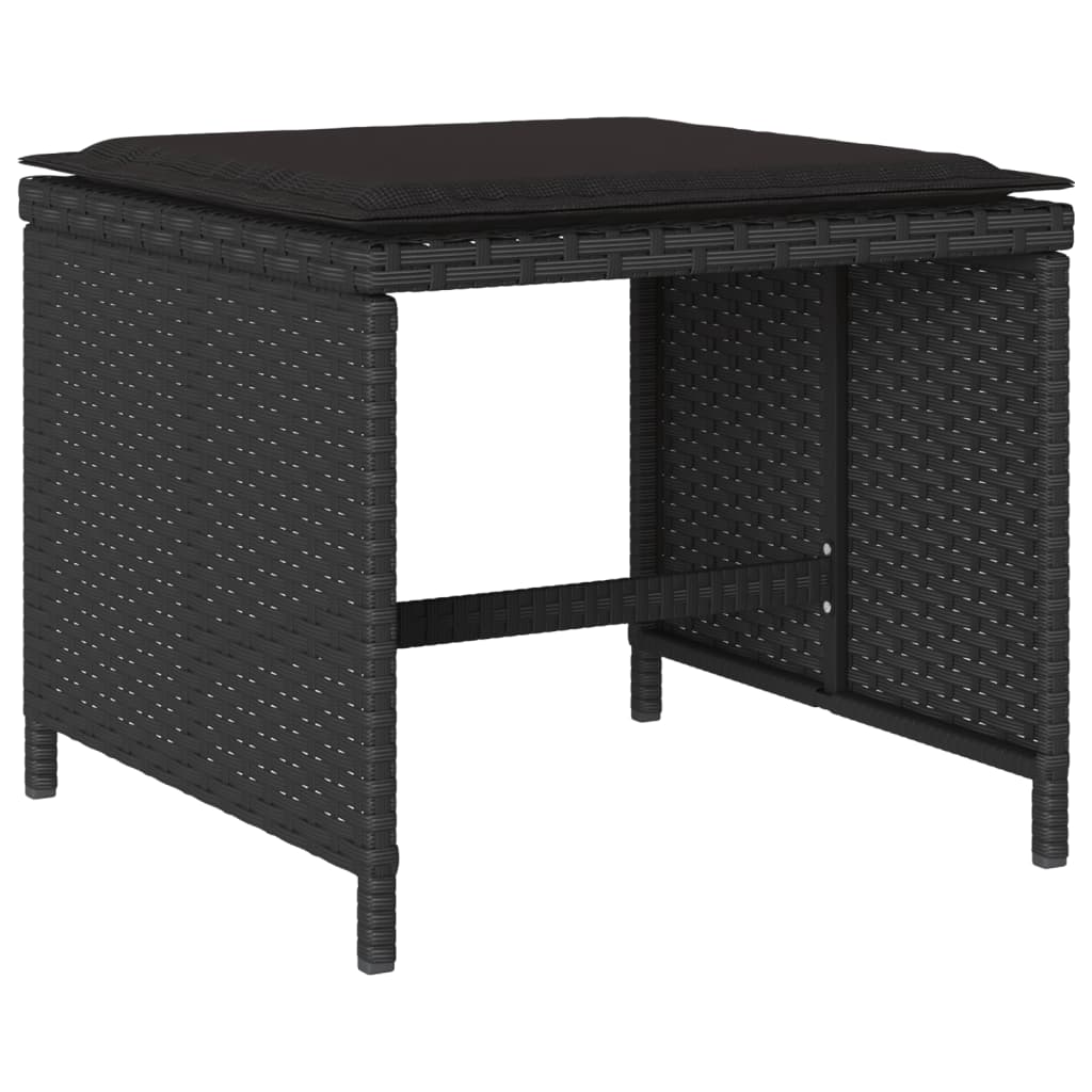 11-delige Tuinset met kussens poly rattan zwart is nu te koop bij PeponiXL, paradijselijk wonen!