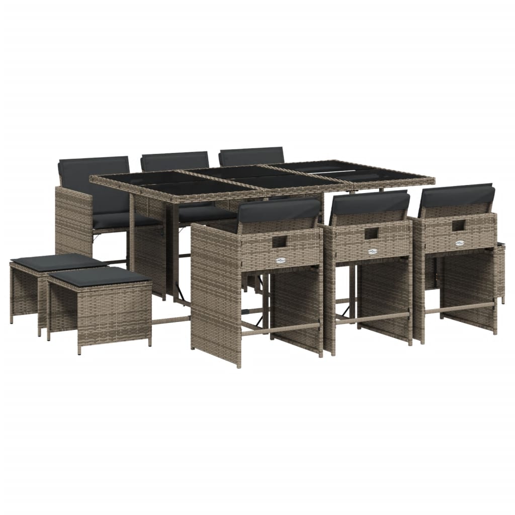 11-delige Tuinset met kussens poly rattan grijs is nu te koop bij PeponiXL, paradijselijk wonen!