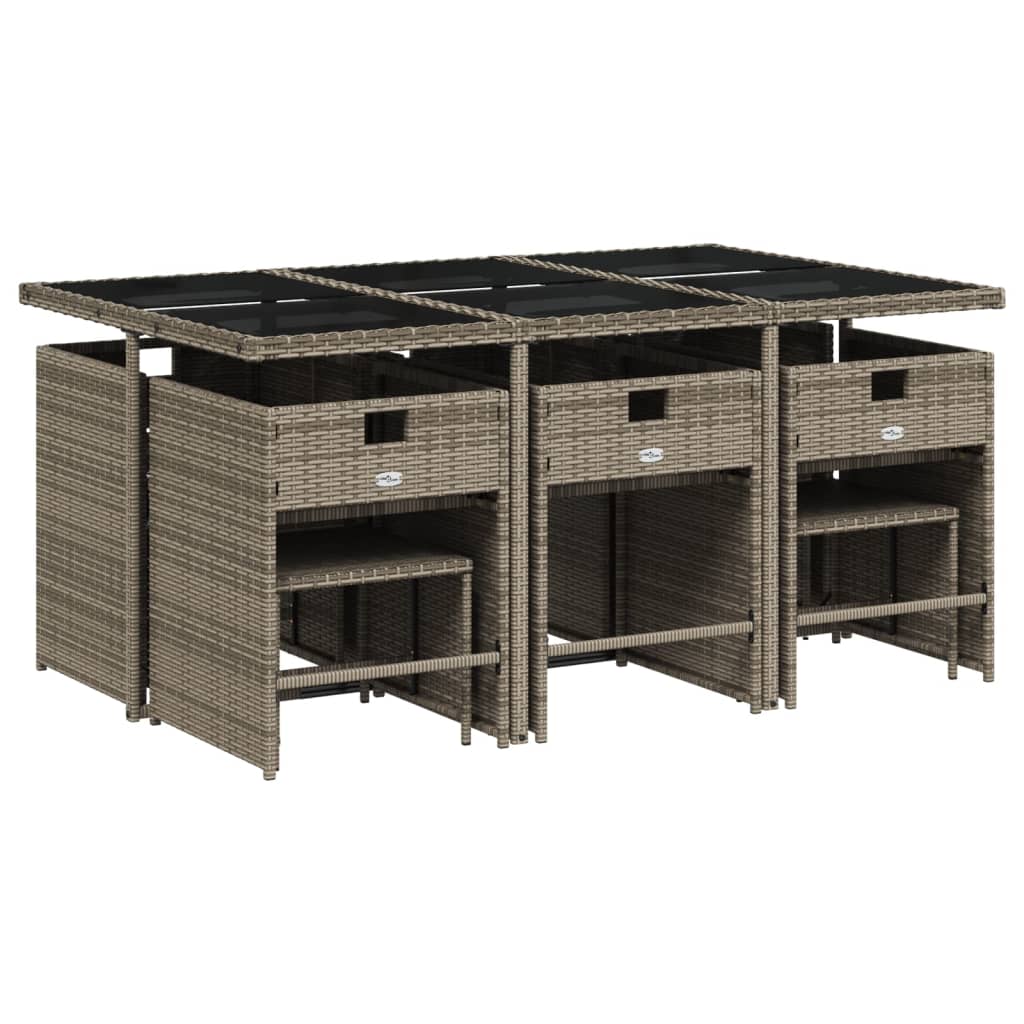 11-delige Tuinset met kussens poly rattan grijs is nu te koop bij PeponiXL, paradijselijk wonen!