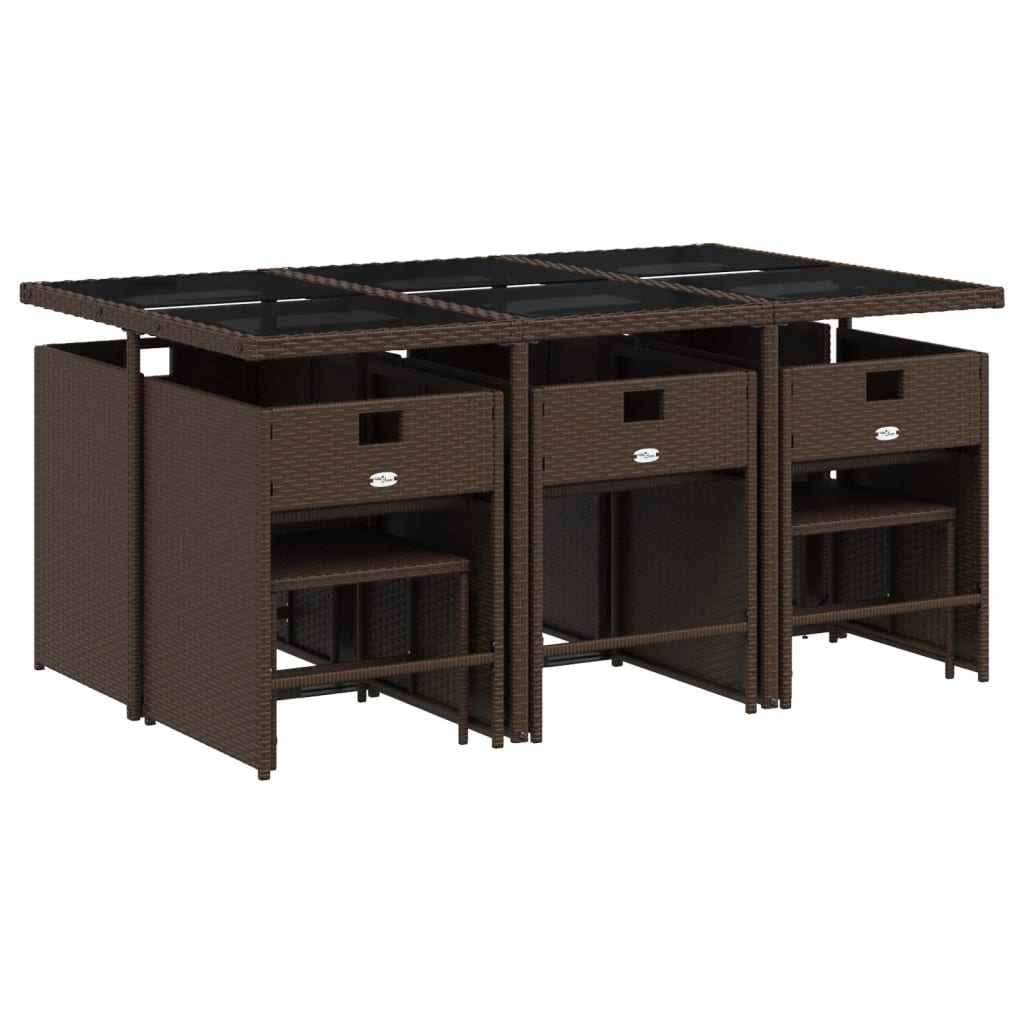 11-delige Tuinset met kussens poly rattan bruin is nu te koop bij PeponiXL, paradijselijk wonen!
