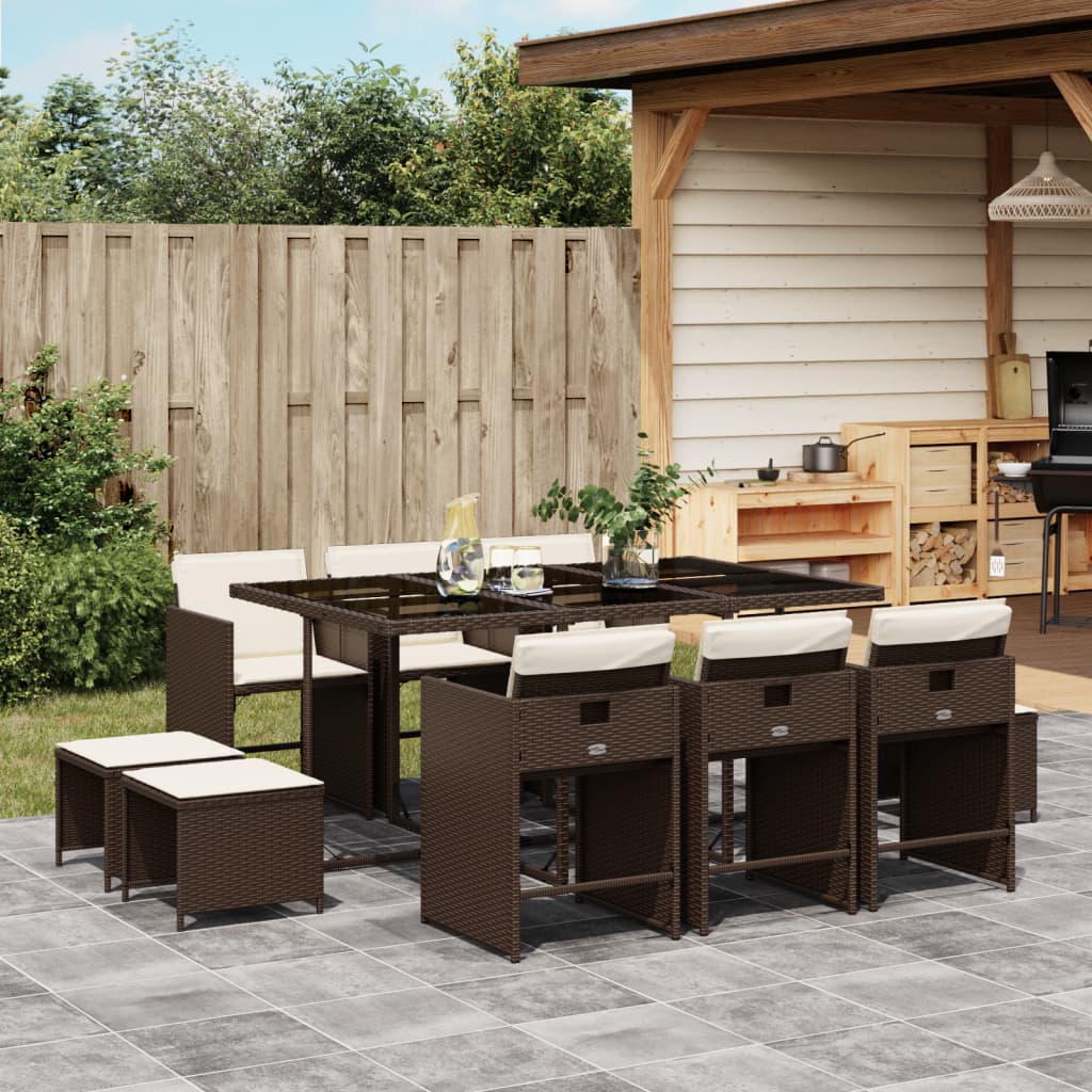 11-delige Tuinset met kussens poly rattan bruin is nu te koop bij PeponiXL, paradijselijk wonen!