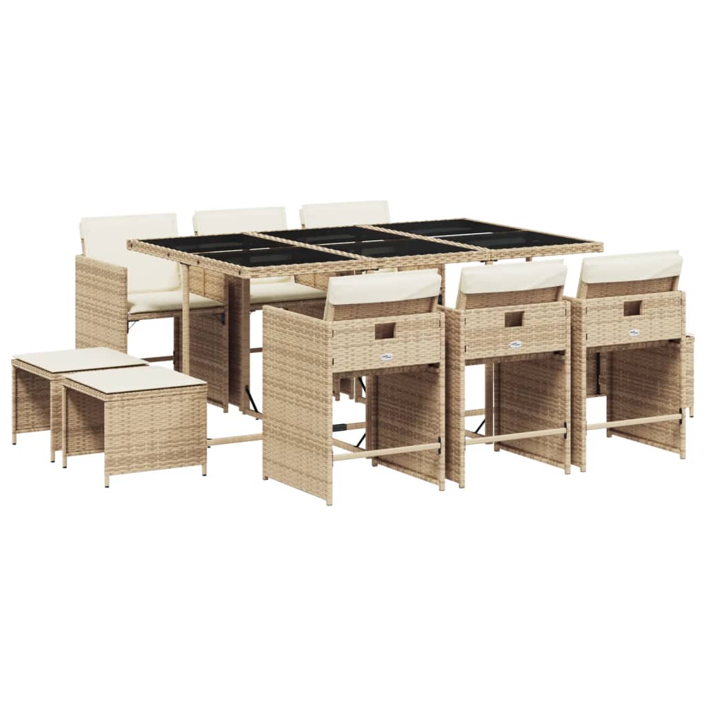 11-delige Tuinset met kussens poly rattan beige is nu te koop bij PeponiXL, paradijselijk wonen!