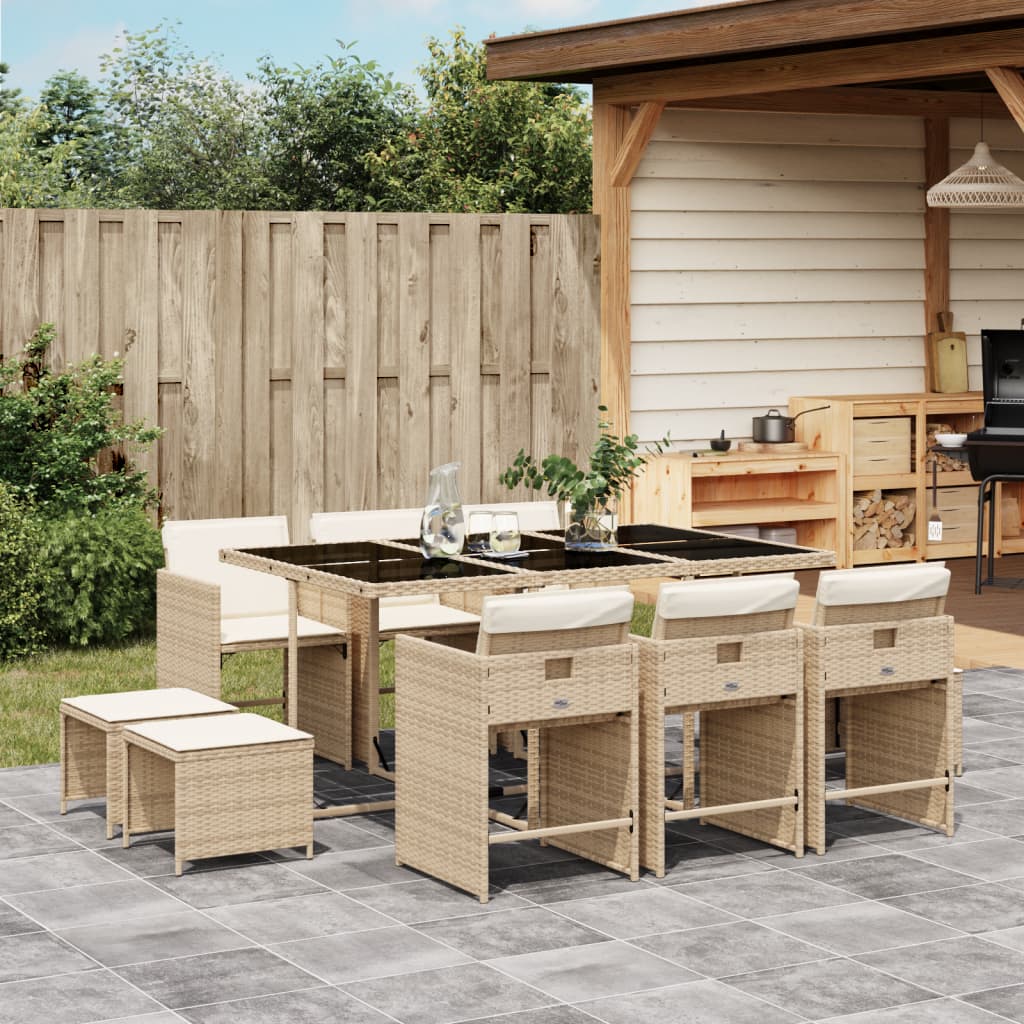 11-delige Tuinset met kussens poly rattan beige is nu te koop bij PeponiXL, paradijselijk wonen!