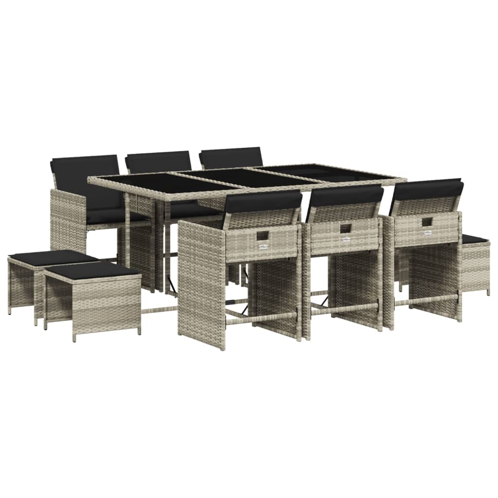 11-delige Tuinset met kussens poly rattan lichtgrijs is nu te koop bij PeponiXL, paradijselijk wonen!