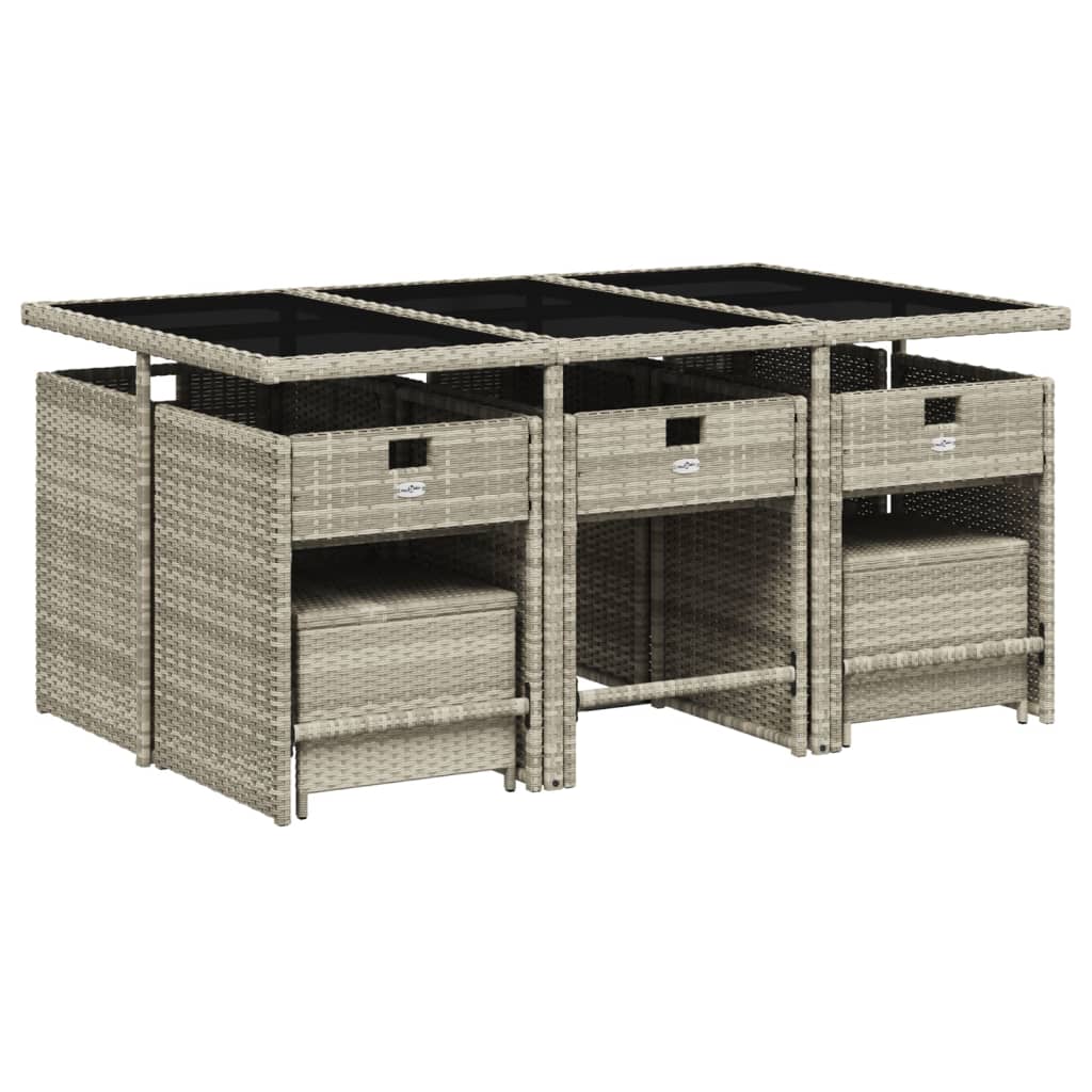 11-delige Tuinset met kussens poly rattan lichtgrijs is nu te koop bij PeponiXL, paradijselijk wonen!