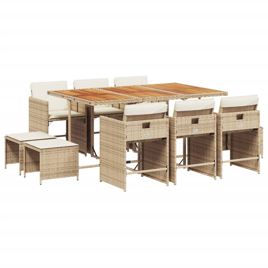 11-delige Tuinset met kussens poly rattan beige is nu te koop bij PeponiXL, paradijselijk wonen!