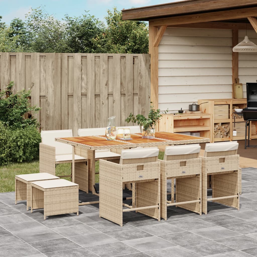 11-delige Tuinset met kussens poly rattan beige is nu te koop bij PeponiXL, paradijselijk wonen!