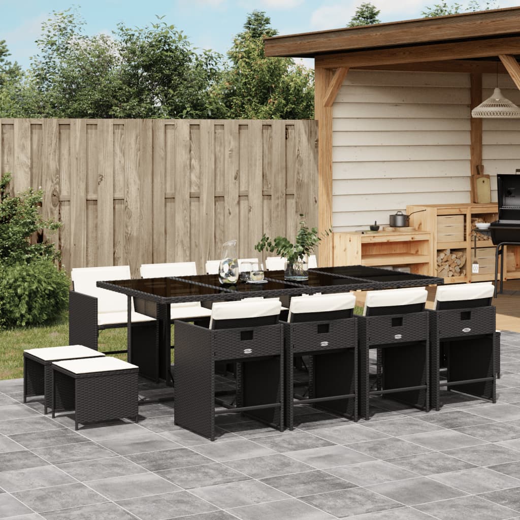 13-delige Tuinset met kussens poly rattan zwart is nu te koop bij PeponiXL, paradijselijk wonen!