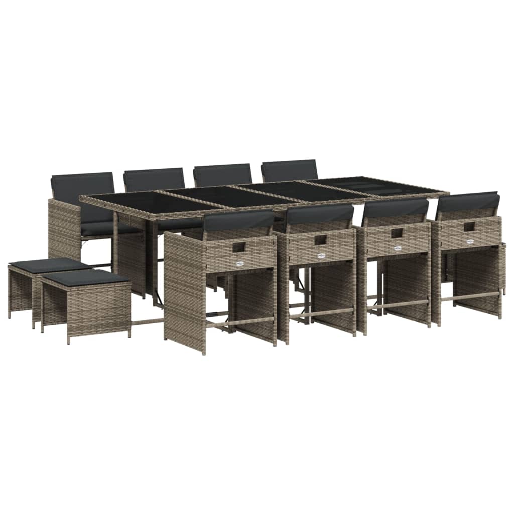 13-delige Tuinset met kussens poly rattan grijs is nu te koop bij PeponiXL, paradijselijk wonen!