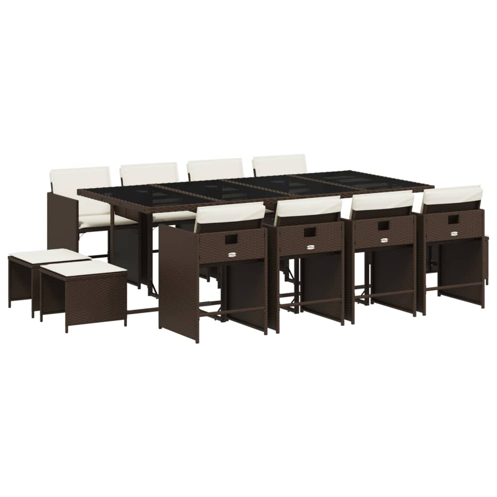 13-delige Tuinset met kussens poly rattan bruin is nu te koop bij PeponiXL, paradijselijk wonen!