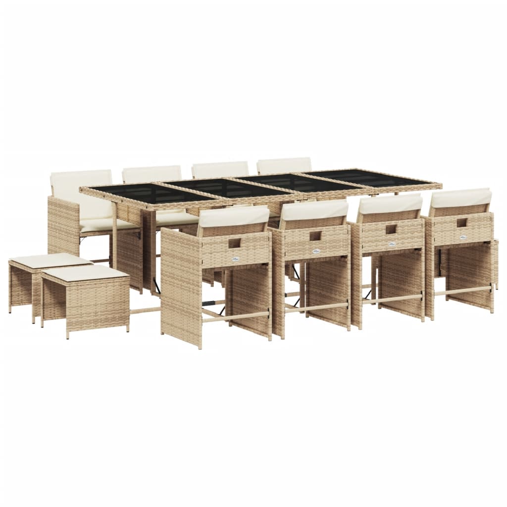 13-delige Tuinset met kussens poly rattan beige is nu te koop bij PeponiXL, paradijselijk wonen!