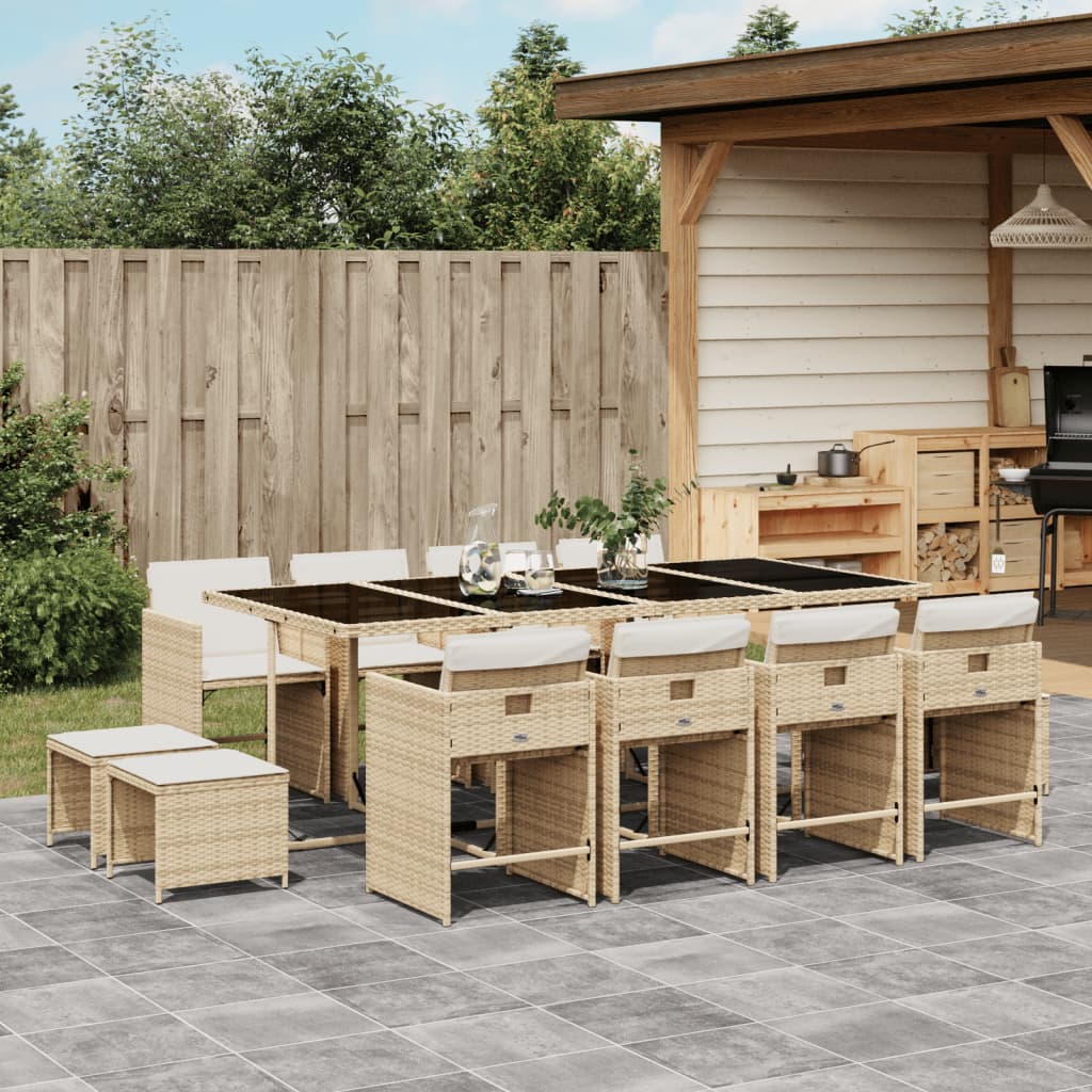 13-delige Tuinset met kussens poly rattan beige is nu te koop bij PeponiXL, paradijselijk wonen!