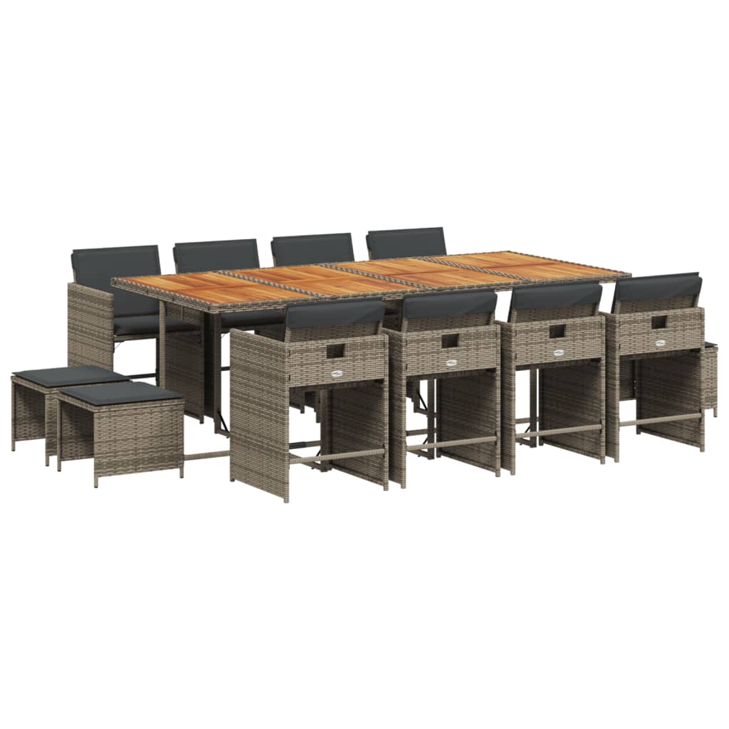 13-delige Tuinset met kussens poly rattan grijs is nu te koop bij PeponiXL, paradijselijk wonen!