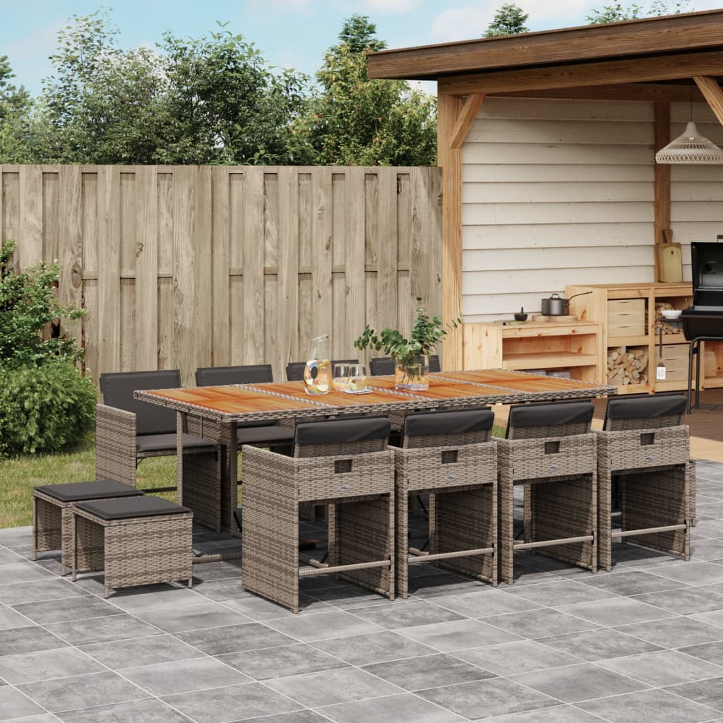 13-delige Tuinset met kussens poly rattan grijs is nu te koop bij PeponiXL, paradijselijk wonen!