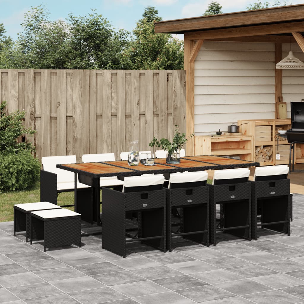 13-delige Tuinset met kussens poly rattan zwart is nu te koop bij PeponiXL, paradijselijk wonen!
