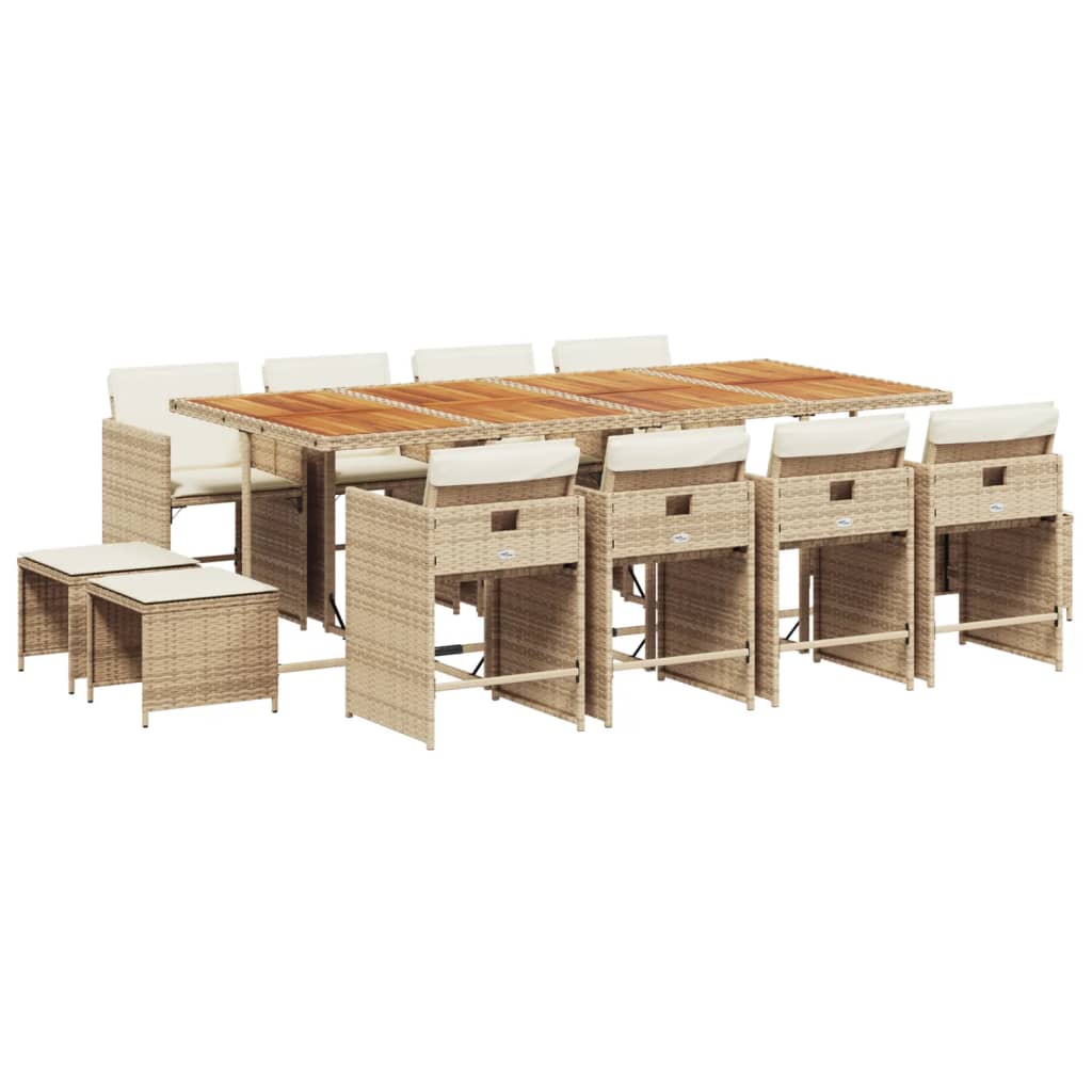 13-delige Tuinset met kussens poly rattan beige is nu te koop bij PeponiXL, paradijselijk wonen!