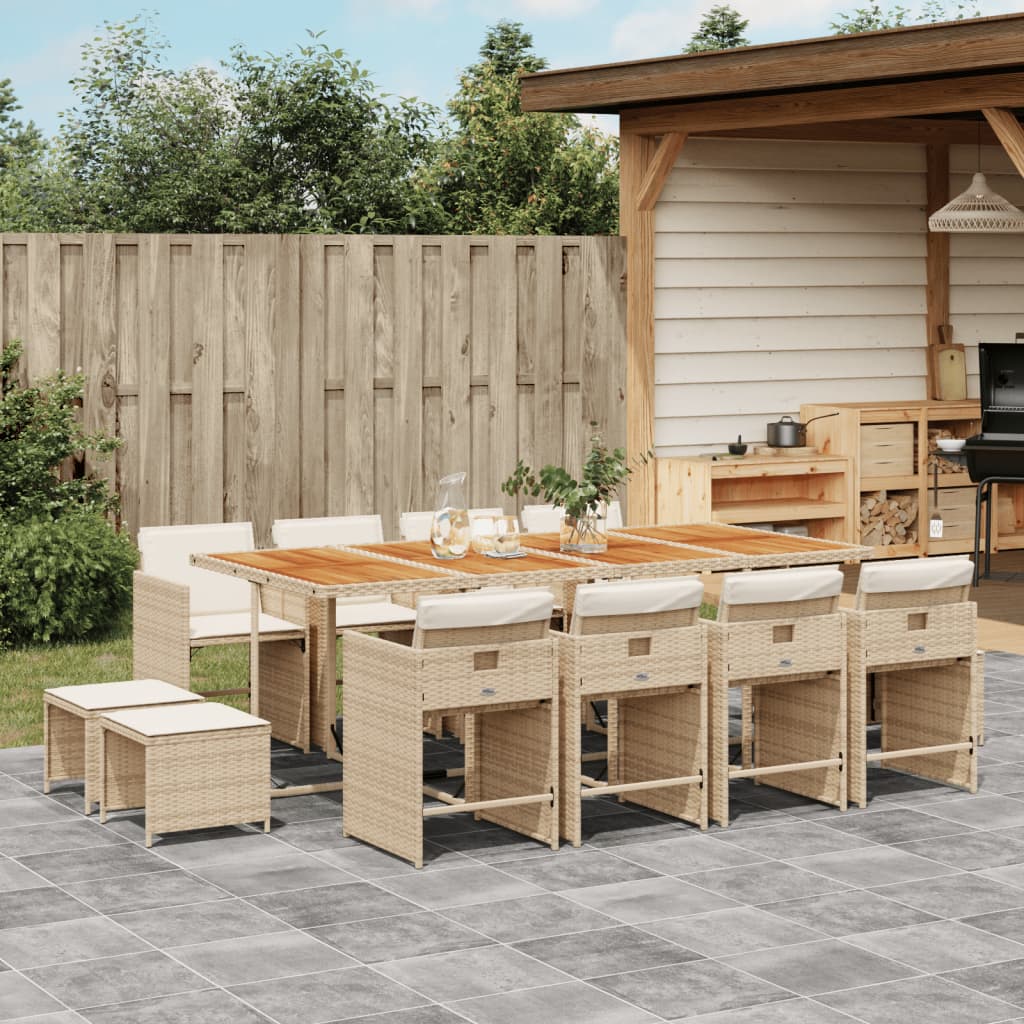 13-delige Tuinset met kussens poly rattan beige is nu te koop bij PeponiXL, paradijselijk wonen!