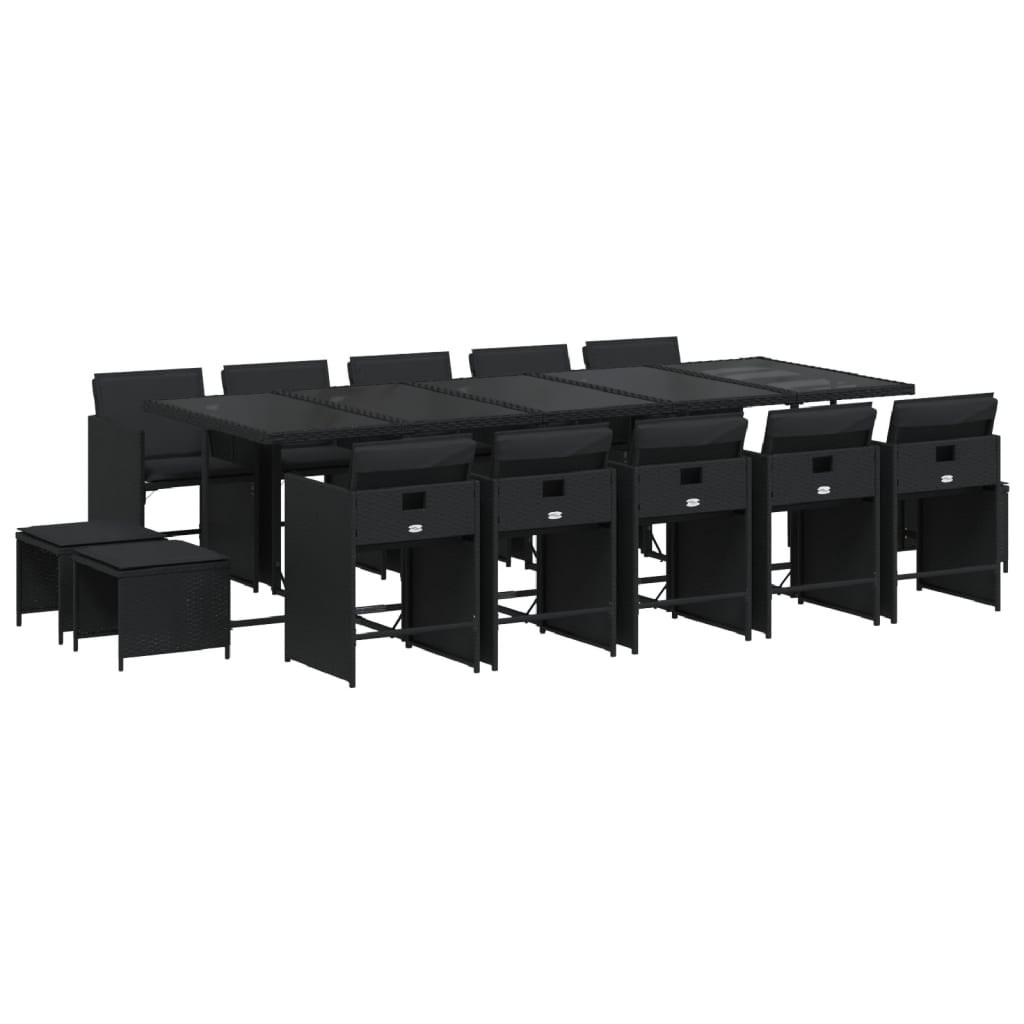 15-delige Tuinset met kussens poly rattan zwart is nu te koop bij PeponiXL, paradijselijk wonen!