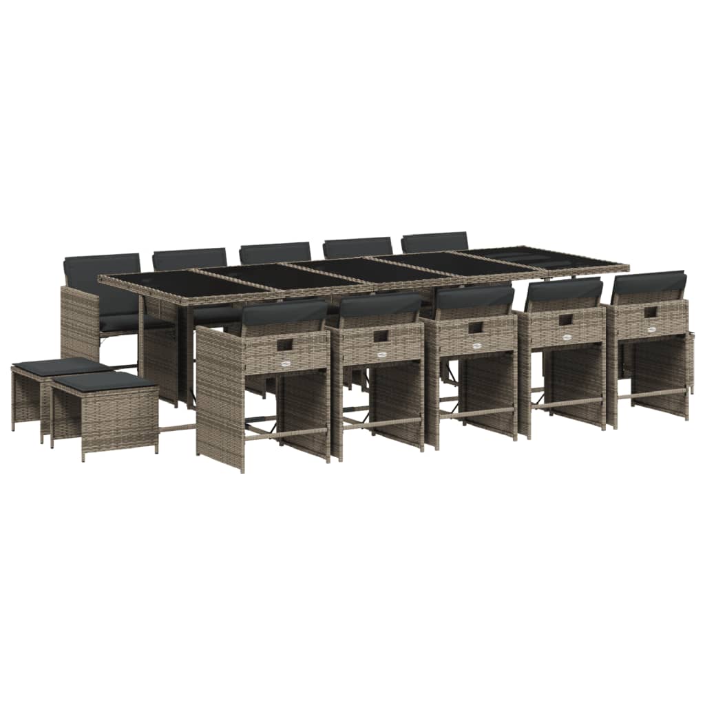 15-delige Tuinset met kussens poly rattan grijs is nu te koop bij PeponiXL, paradijselijk wonen!