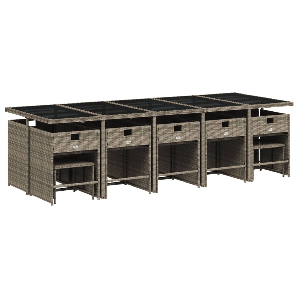 15-delige Tuinset met kussens poly rattan grijs is nu te koop bij PeponiXL, paradijselijk wonen!