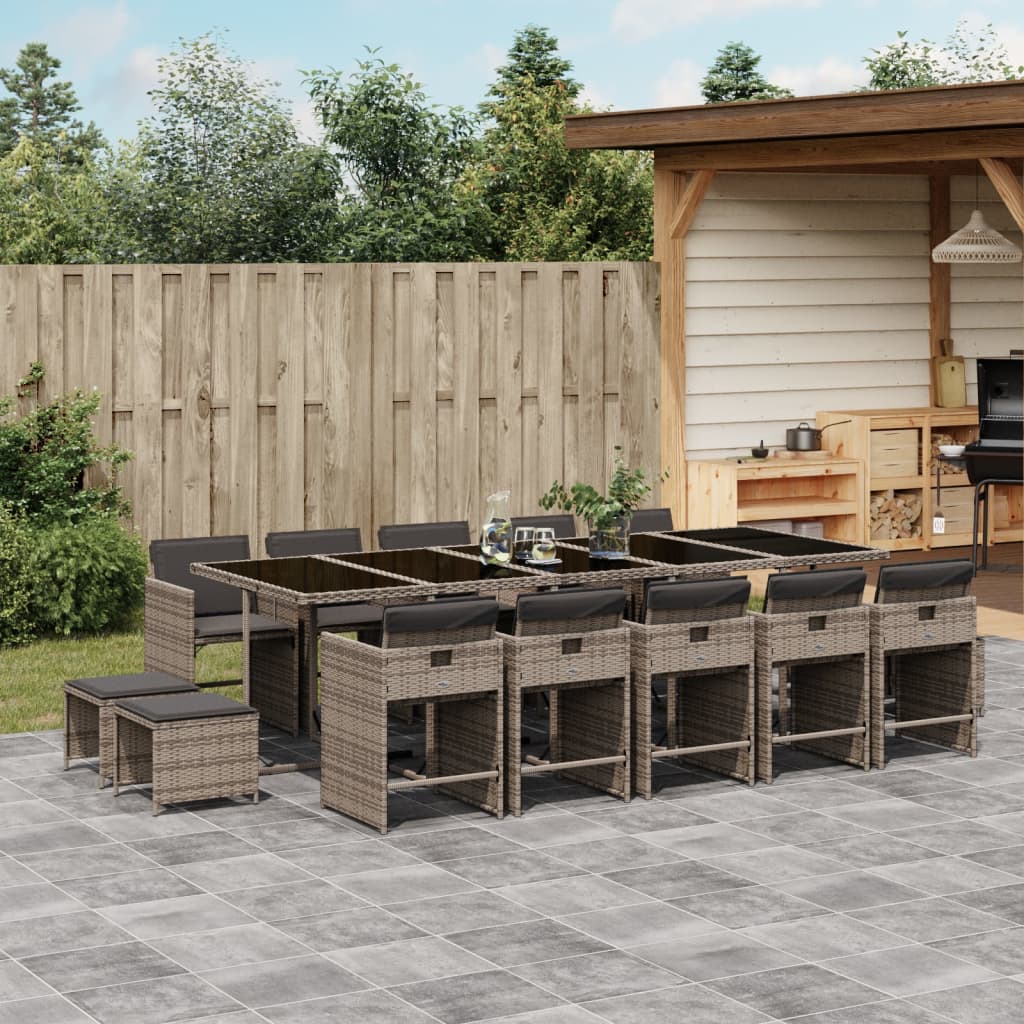 15-delige Tuinset met kussens poly rattan grijs is nu te koop bij PeponiXL, paradijselijk wonen!