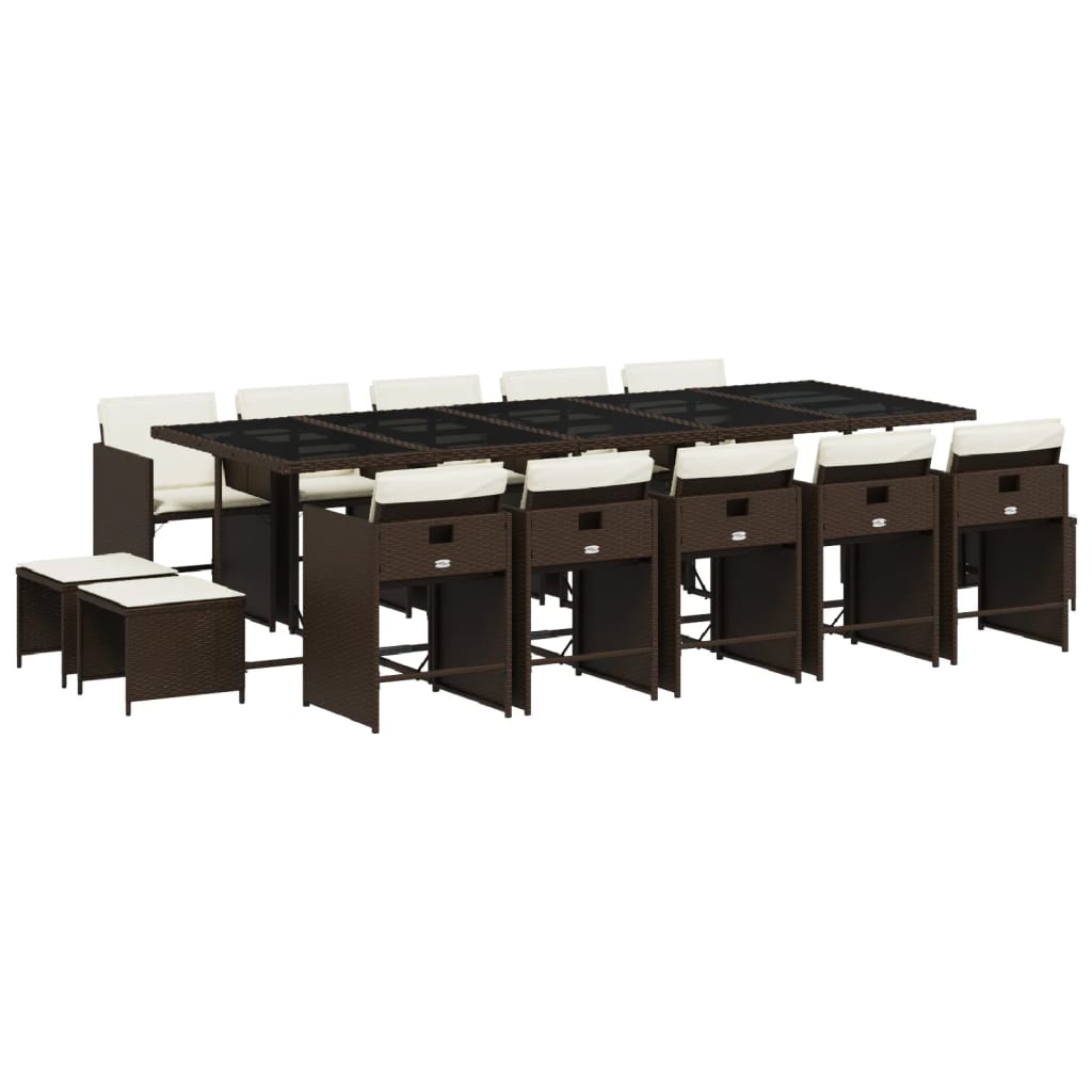 15-delige Tuinset met kussens poly rattan bruin is nu te koop bij PeponiXL, paradijselijk wonen!