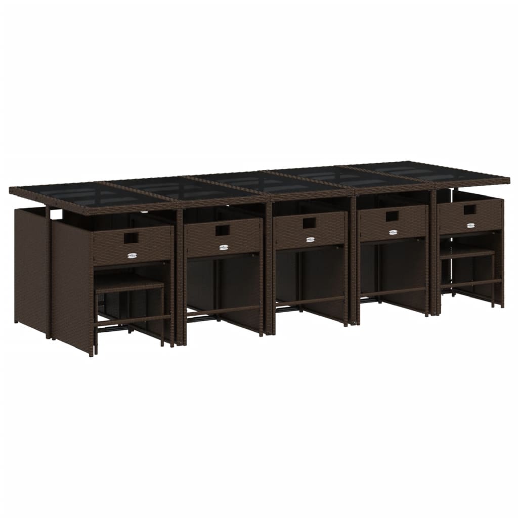 15-delige Tuinset met kussens poly rattan bruin is nu te koop bij PeponiXL, paradijselijk wonen!
