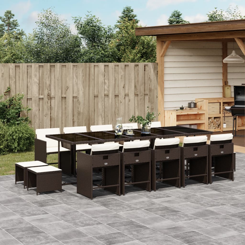 15-delige Tuinset met kussens poly rattan bruin is nu te koop bij PeponiXL, paradijselijk wonen!