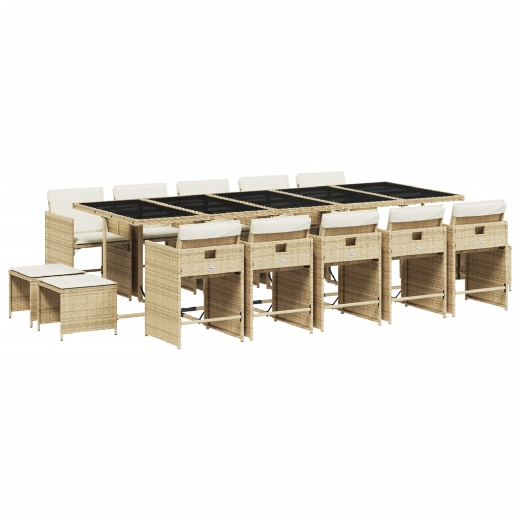 15-delige Tuinset met kussens poly rattan beige is nu te koop bij PeponiXL, paradijselijk wonen!