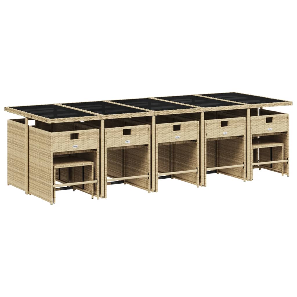 15-delige Tuinset met kussens poly rattan beige is nu te koop bij PeponiXL, paradijselijk wonen!
