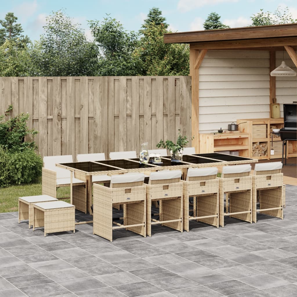 15-delige Tuinset met kussens poly rattan beige is nu te koop bij PeponiXL, paradijselijk wonen!