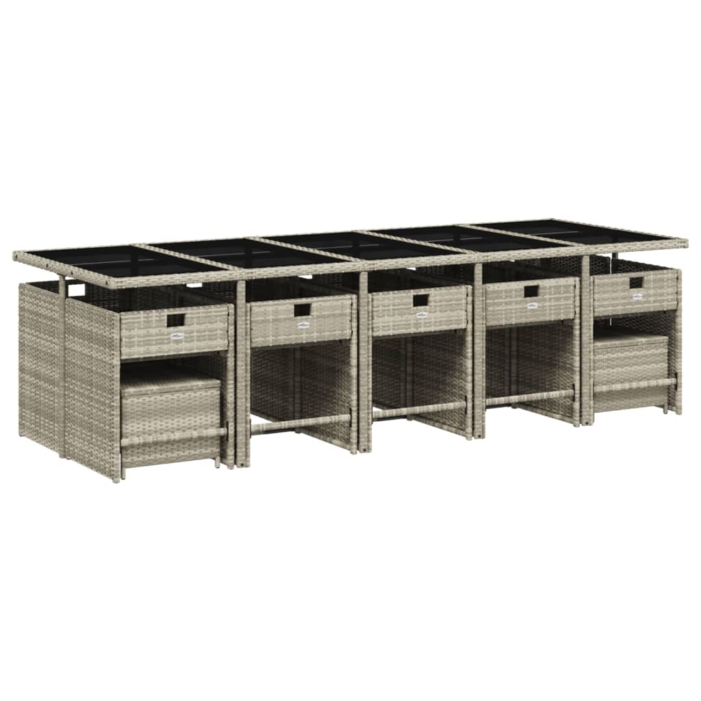 15-delige Tuinset met kussens poly rattan lichtgrijs is nu te koop bij PeponiXL, paradijselijk wonen!