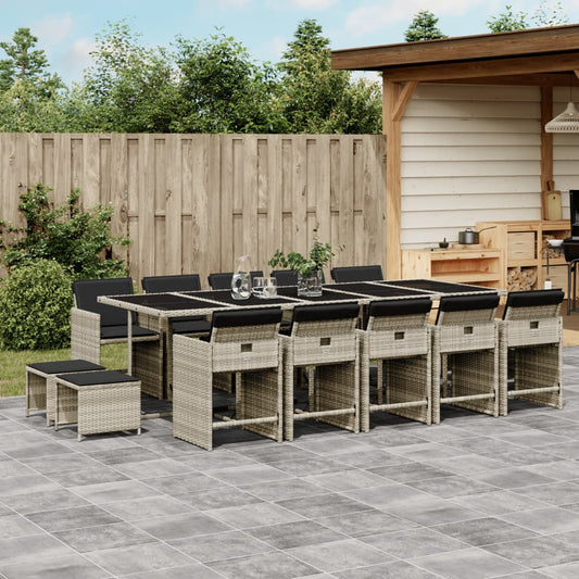 15-delige Tuinset met kussens poly rattan lichtgrijs is nu te koop bij PeponiXL, paradijselijk wonen!