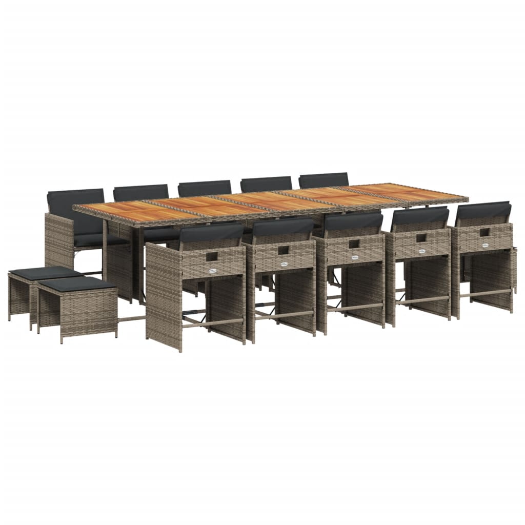 15-delige Tuinset met kussens poly rattan grijs is nu te koop bij PeponiXL, paradijselijk wonen!
