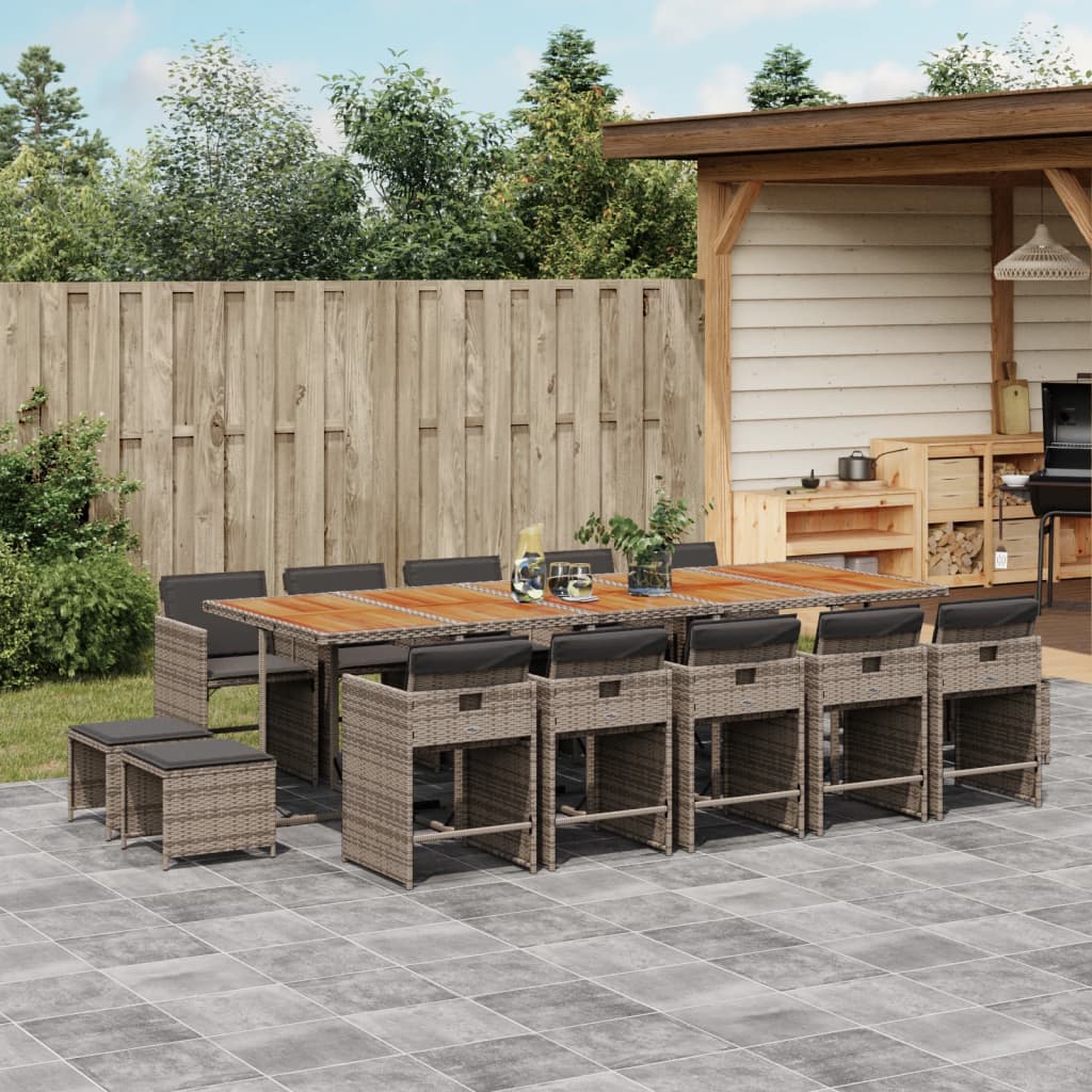 15-delige Tuinset met kussens poly rattan grijs is nu te koop bij PeponiXL, paradijselijk wonen!