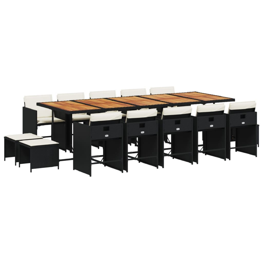15-delige Tuinset met kussens poly rattan zwart is nu te koop bij PeponiXL, paradijselijk wonen!