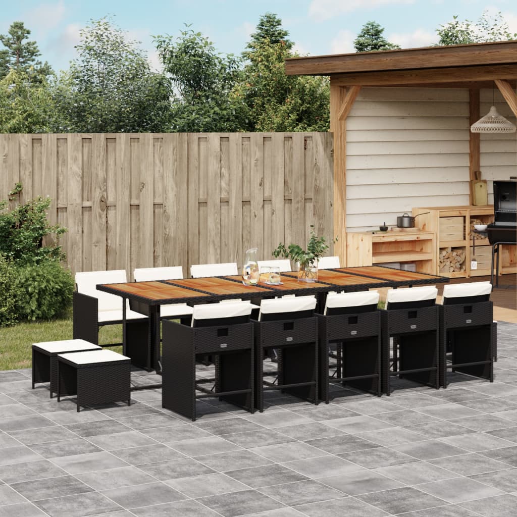 15-delige Tuinset met kussens poly rattan zwart is nu te koop bij PeponiXL, paradijselijk wonen!