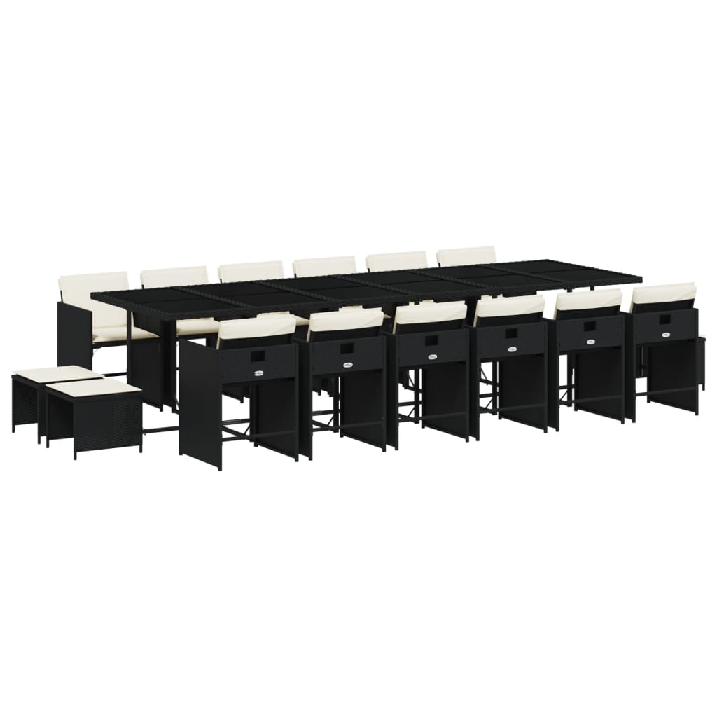 17-delige Tuinset met kussens poly rattan zwart is nu te koop bij PeponiXL, paradijselijk wonen!