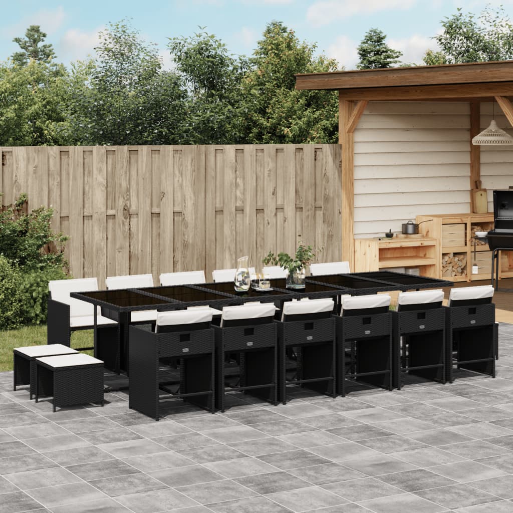 17-delige Tuinset met kussens poly rattan zwart is nu te koop bij PeponiXL, paradijselijk wonen!