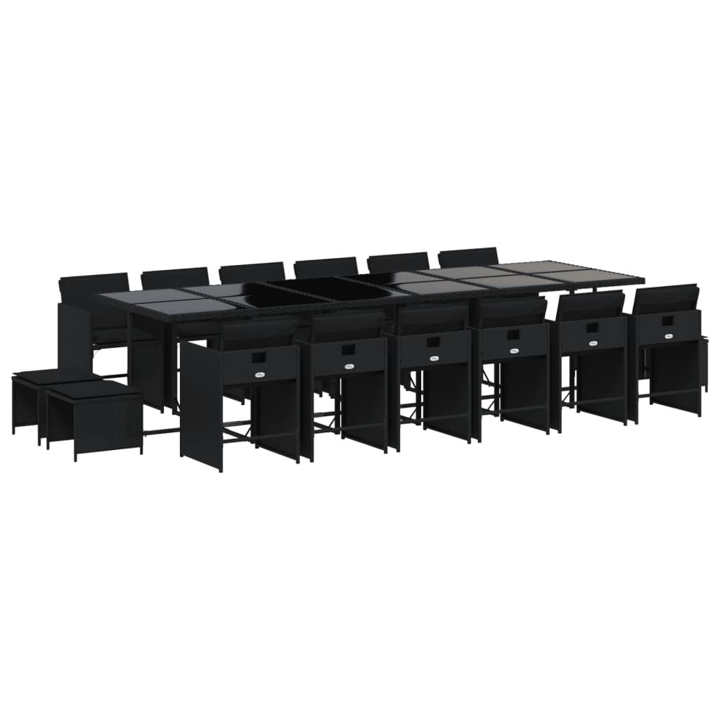 17-delige Tuinset met kussens poly rattan zwart is nu te koop bij PeponiXL, paradijselijk wonen!