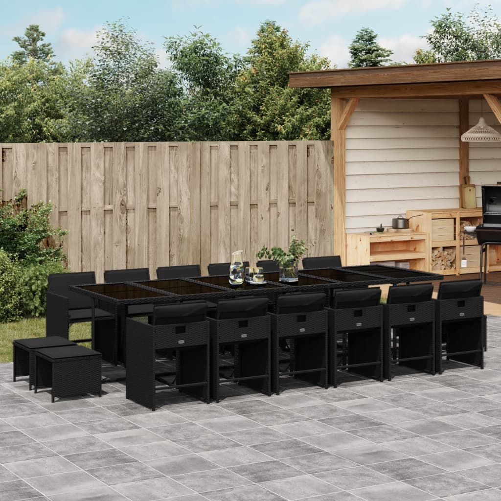 17-delige Tuinset met kussens poly rattan zwart is nu te koop bij PeponiXL, paradijselijk wonen!