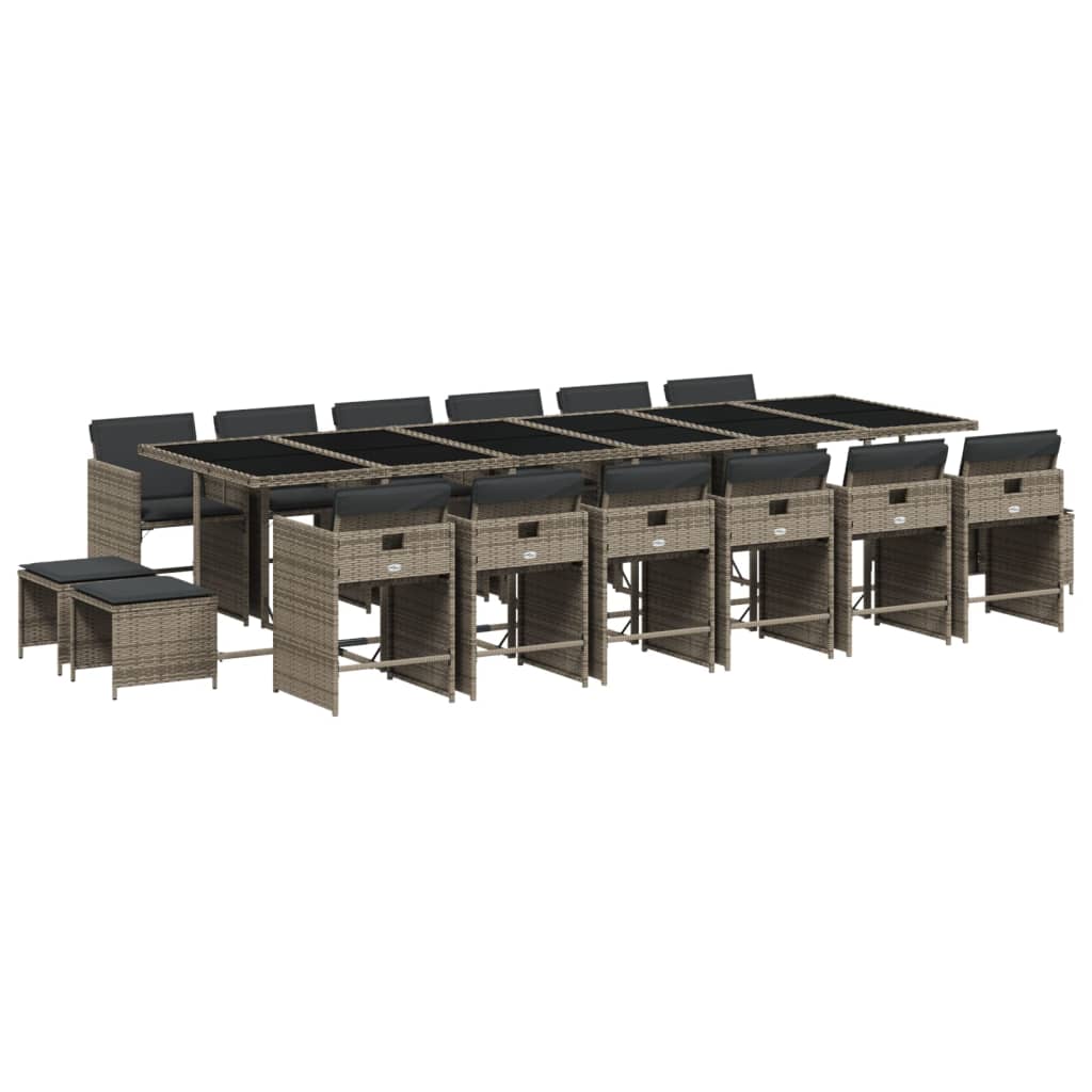 17-delige Tuinset met kussens poly rattan grijs is nu te koop bij PeponiXL, paradijselijk wonen!