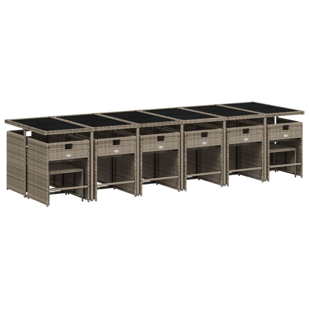 17-delige Tuinset met kussens poly rattan grijs is nu te koop bij PeponiXL, paradijselijk wonen!