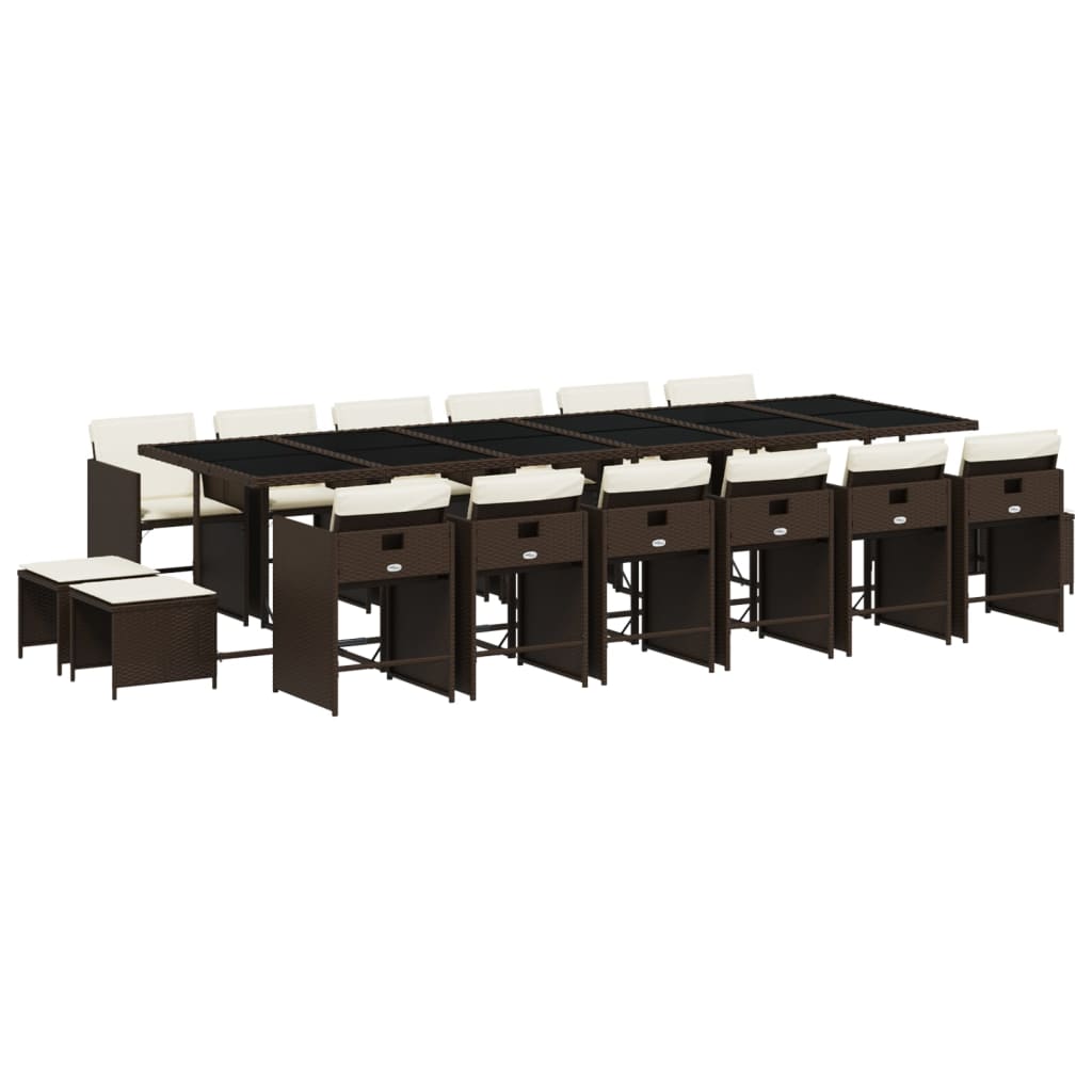 17-delige Tuinset met kussens poly rattan bruin is nu te koop bij PeponiXL, paradijselijk wonen!