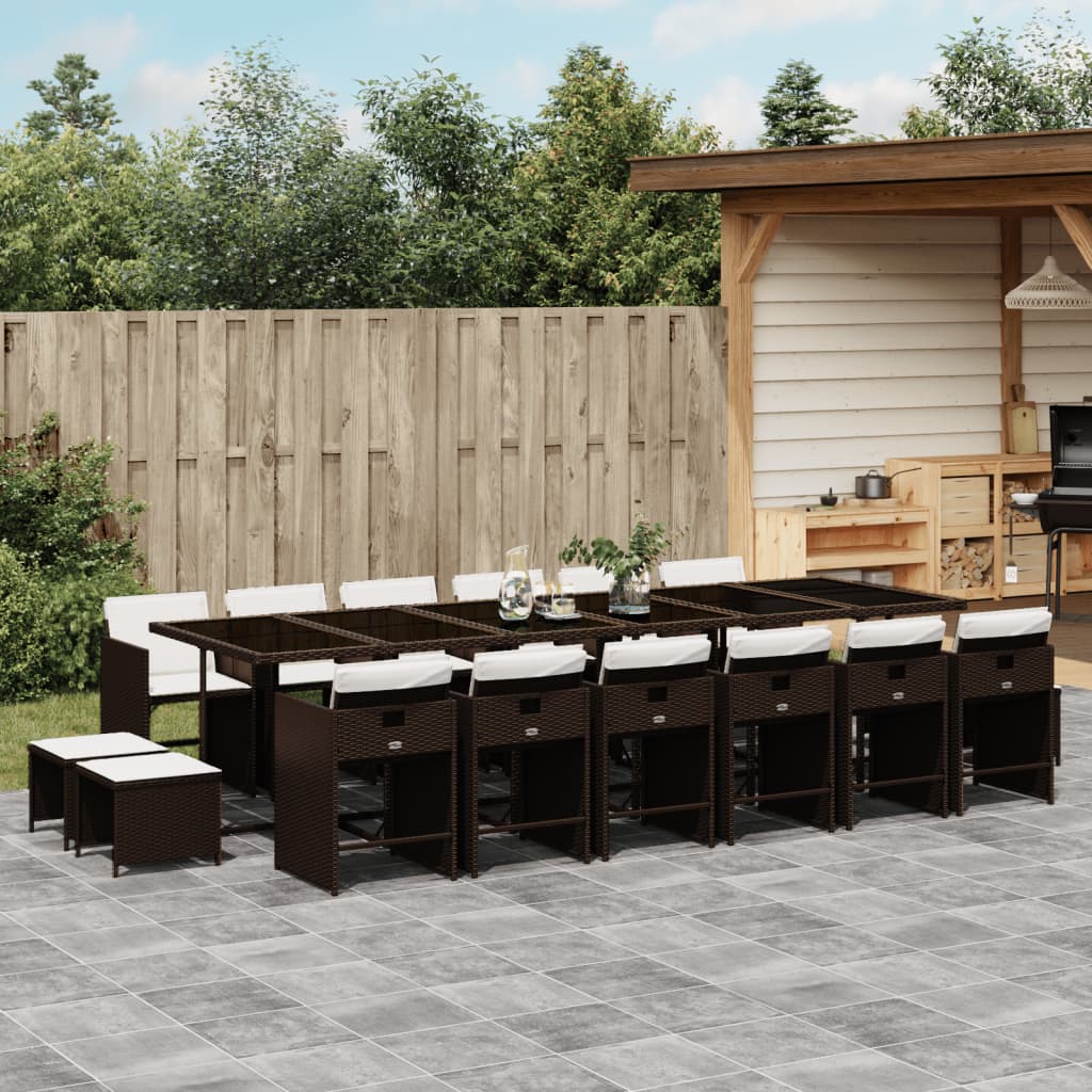 17-delige Tuinset met kussens poly rattan bruin is nu te koop bij PeponiXL, paradijselijk wonen!