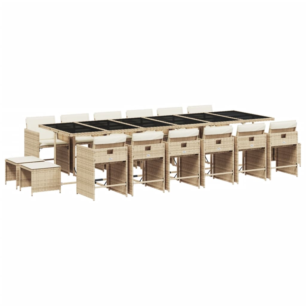 17-delige Tuinset met kussens poly rattan beige is nu te koop bij PeponiXL, paradijselijk wonen!
